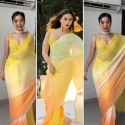 Ready to wear alia bhatt inspired yellow saree